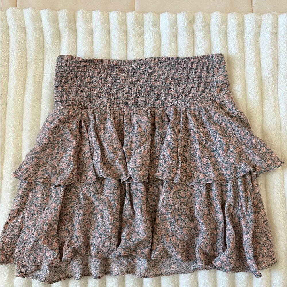 Altar’d State Pink and Gray Floral A-Line Skirt - Picture 7 of 7